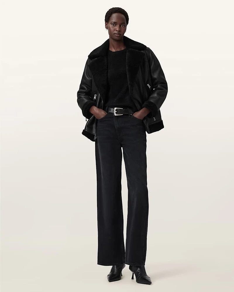 Sola Shearling Biker Jacket