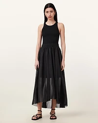 Zenia Sleeveless Asymmetric Midi Dress