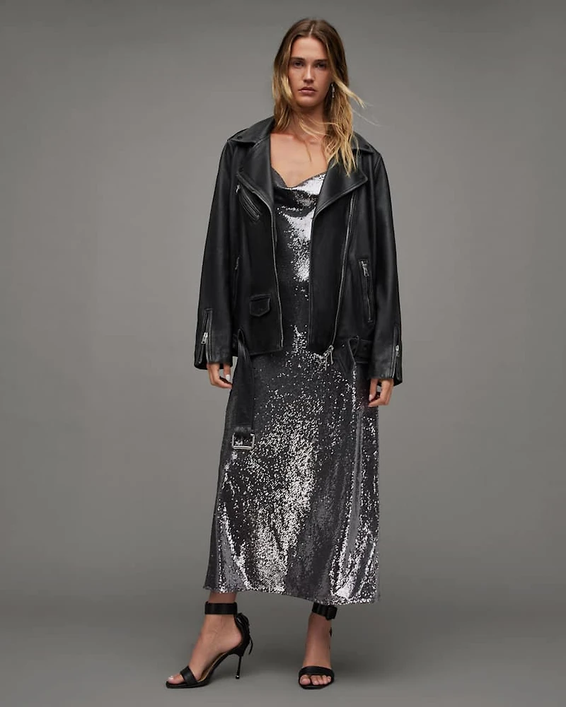 Billie Oversized Leather Biker Jacket