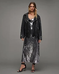 Billie Oversized Leather Biker Jacket