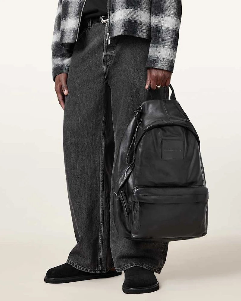Carabiner Embossed Leather Backpack