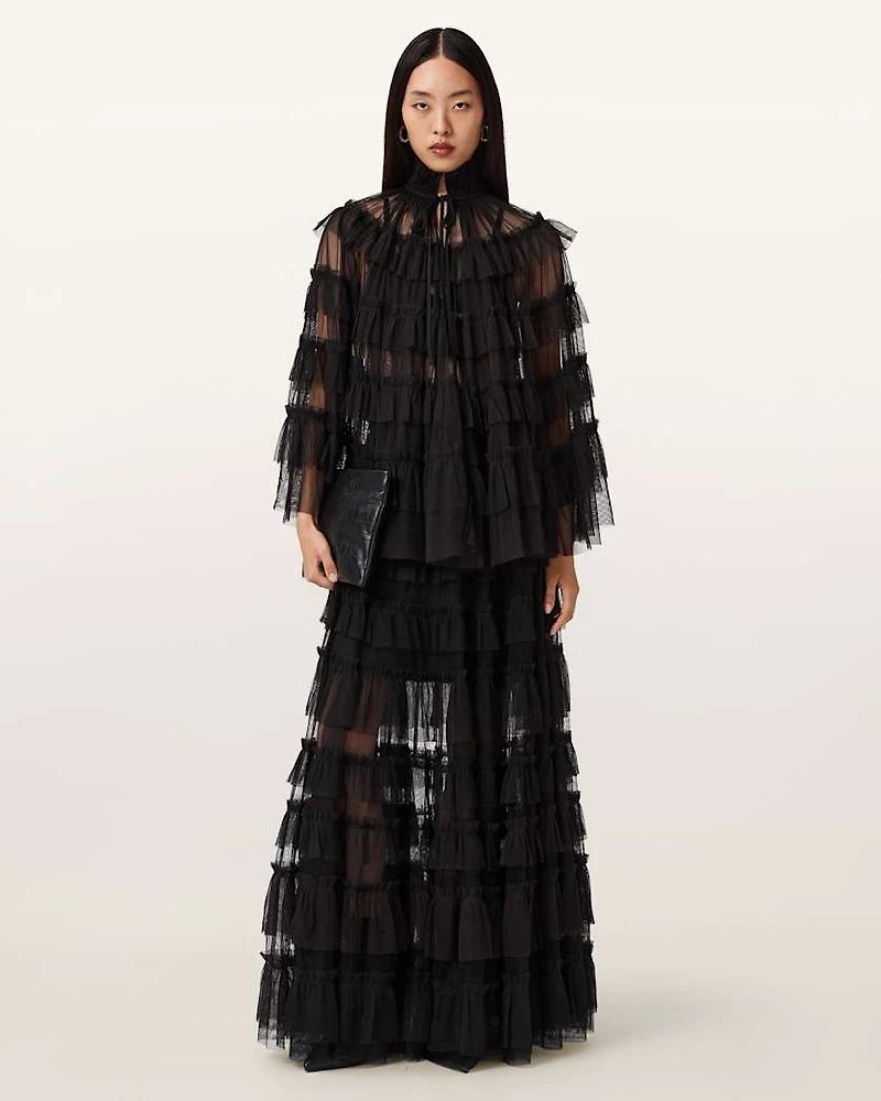 Aude Ruffle Cape Top