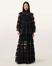 Aude Ruffle Cape Top