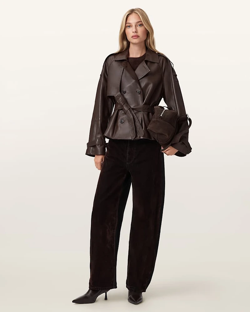 Reed Cropped Leather Trench