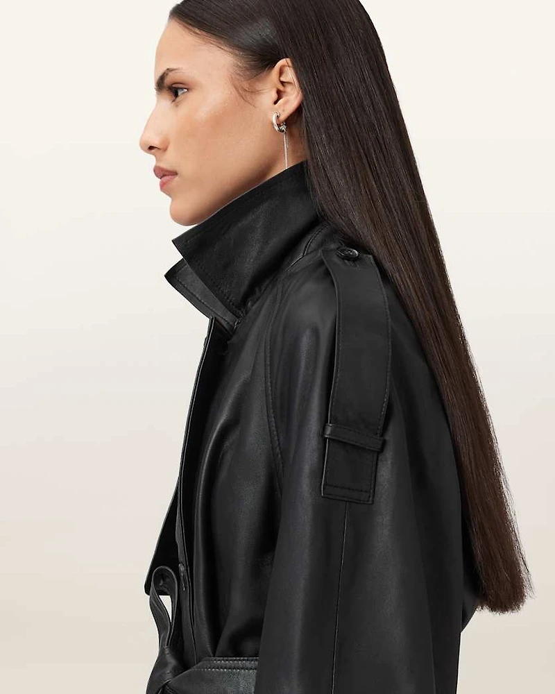 Reed Cropped Leather Trench
