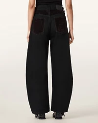 Helena Barrel Leg Flocked Jeans