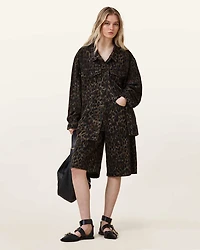 Louie Leopard Print Long Shorts