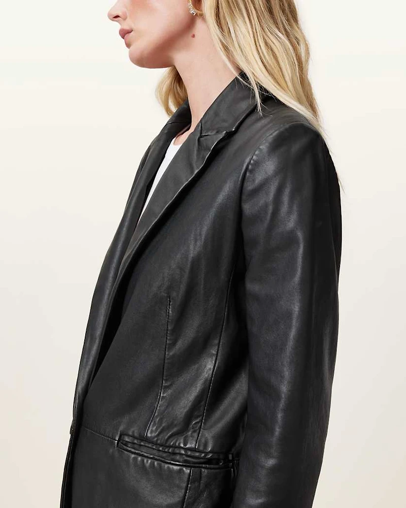 Deri Single Breasted Leather Blazer