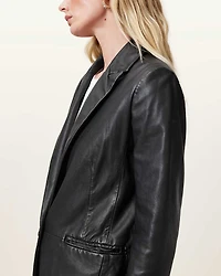 Deri Single Breasted Leather Blazer