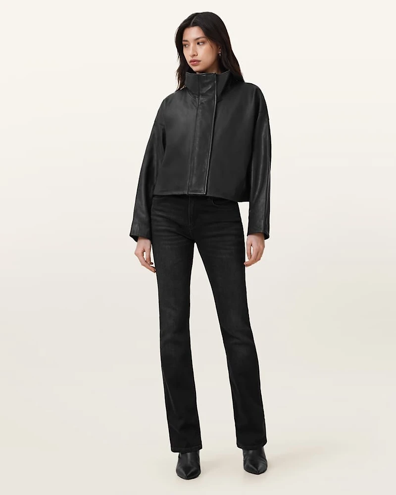 Ryder Funnel Neck Leather Jacket