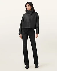 Ryder Funnel Neck Leather Jacket