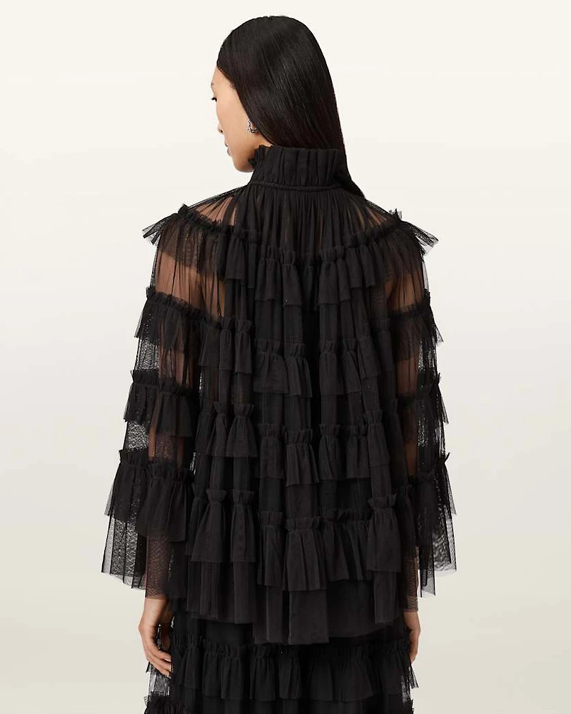Aude Ruffle Cape Top
