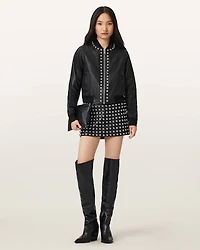 Lea Studded Leather Mini Skirt