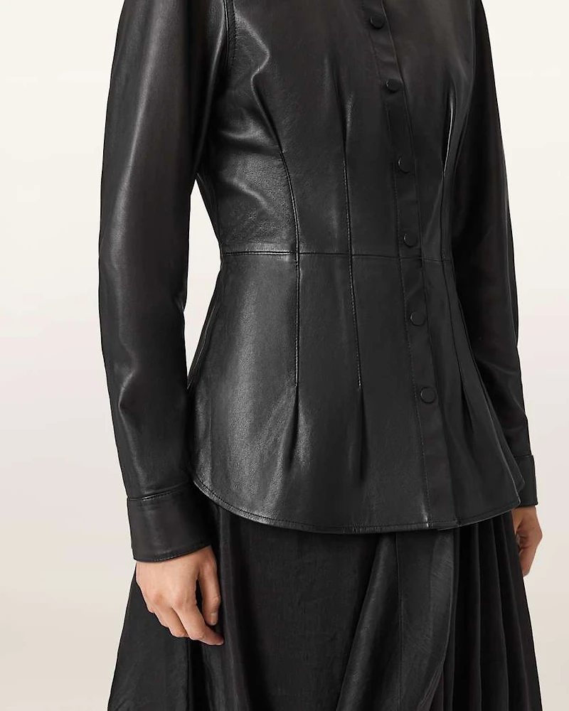 Larson Leather Pleated Shirt