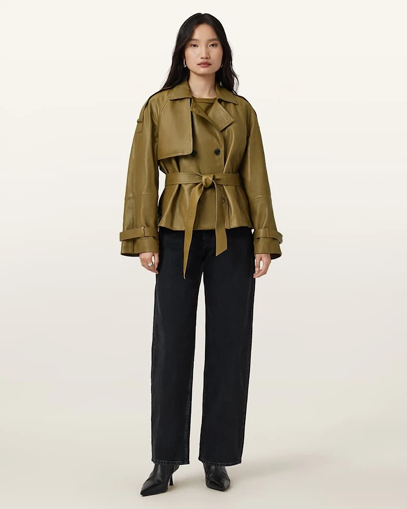 Reed Cropped Leather Trench