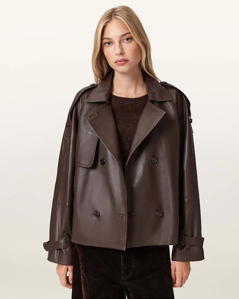 Reed Cropped Leather Trench