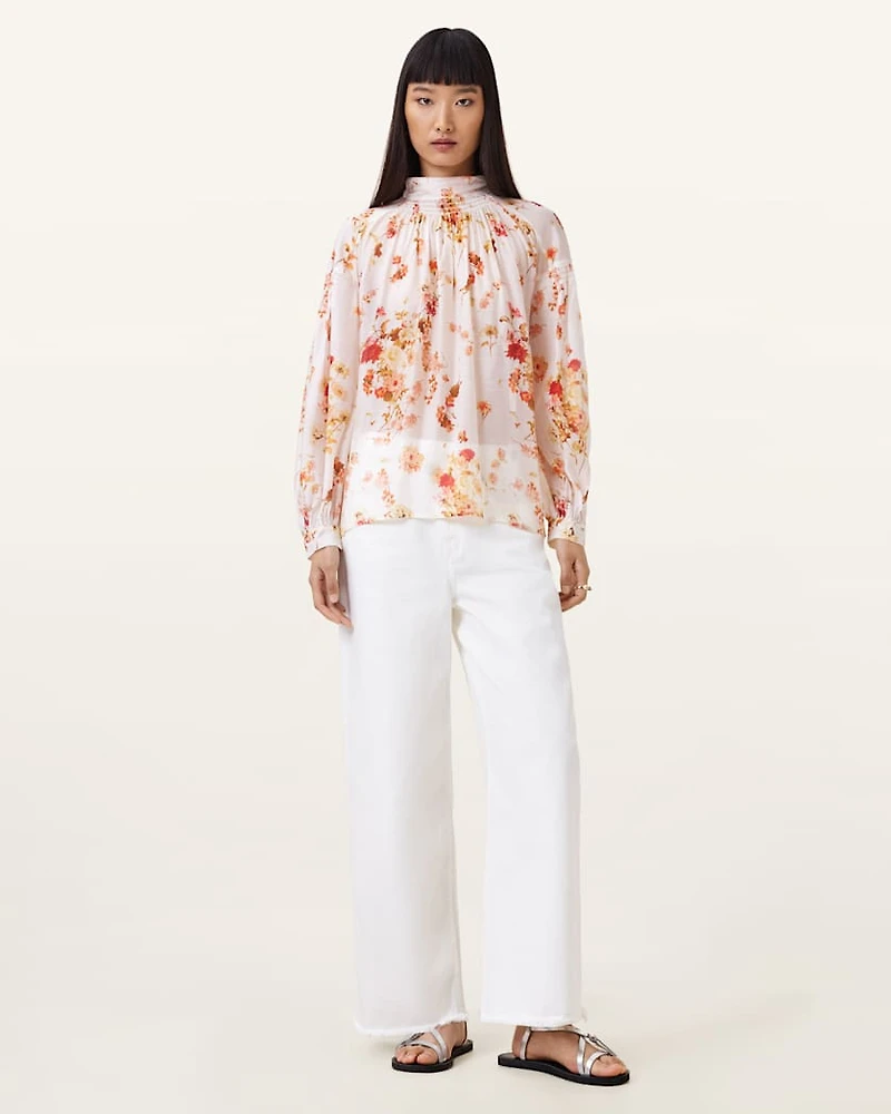 Pearla High Neck Floral Print Top