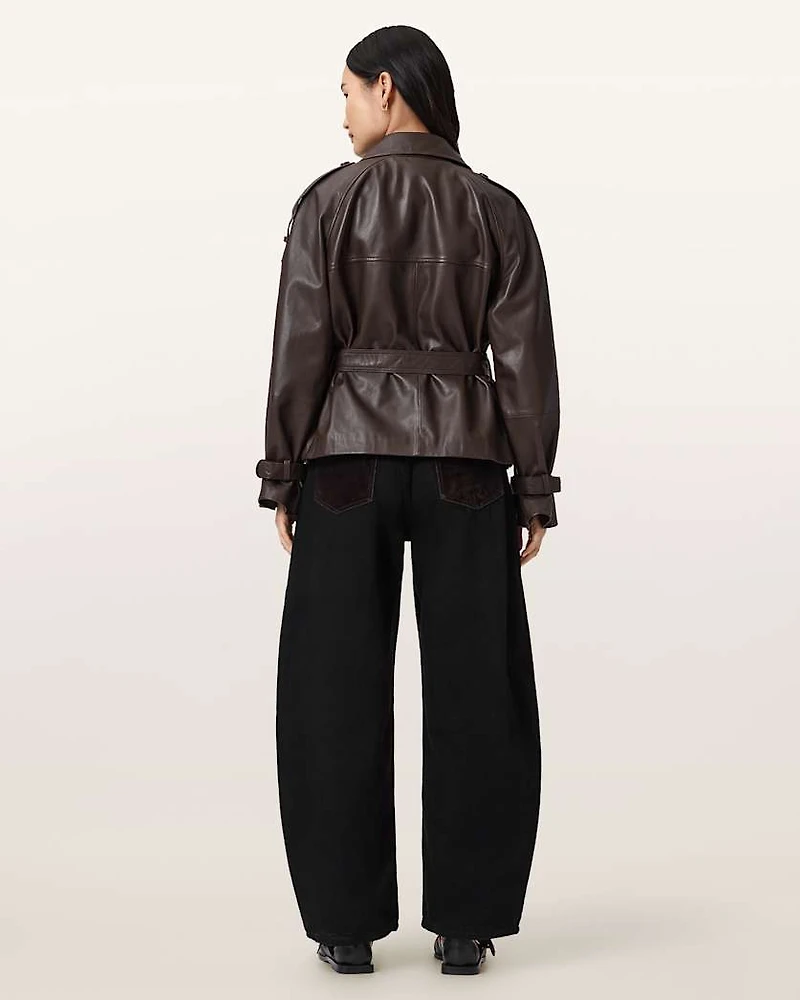 Helena Barrel Leg Flocked Jeans