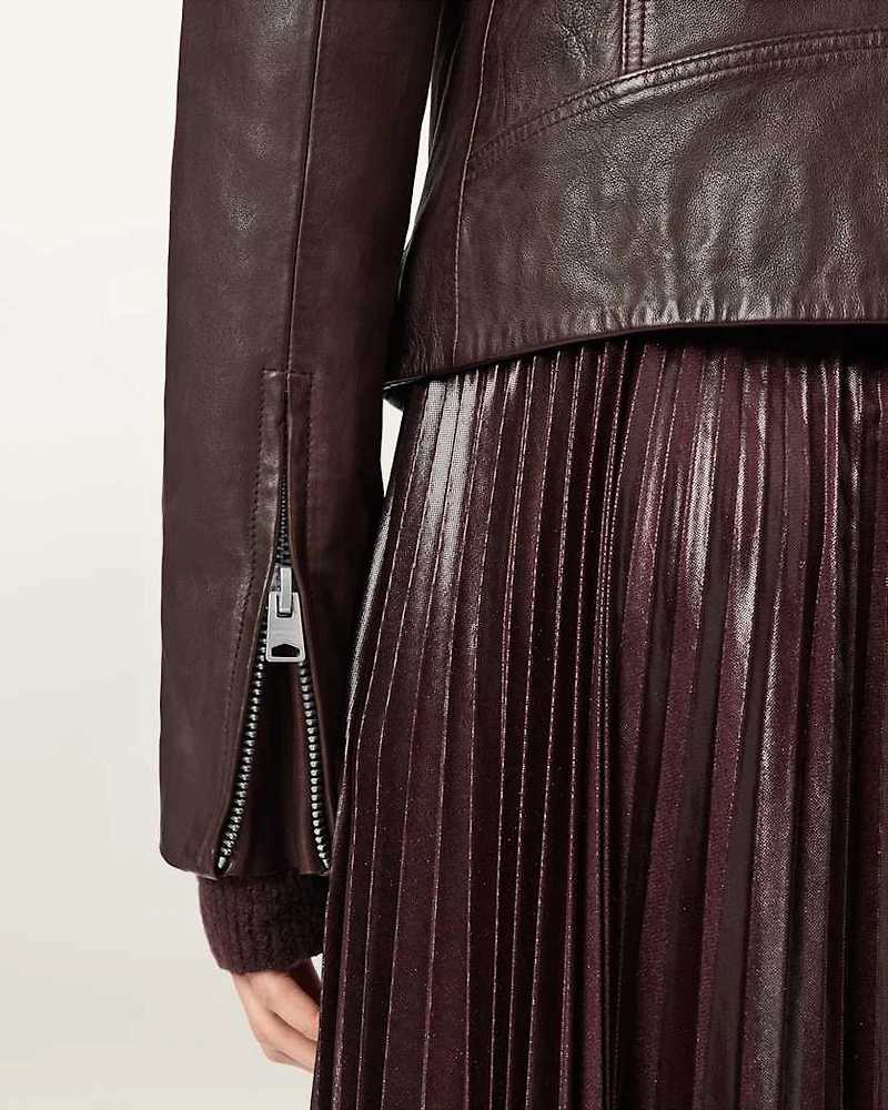 Dalby Slim Fit Leather Biker Jacket