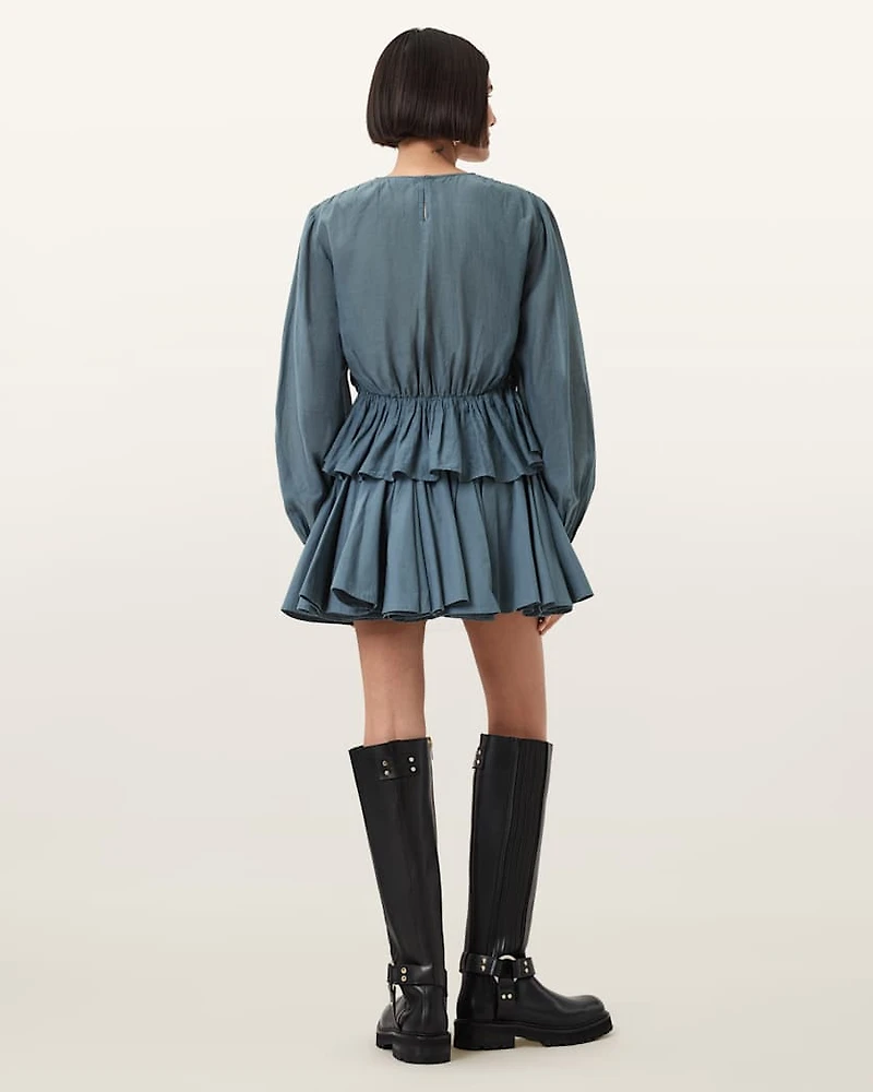 Tulip Blue Cotton Mini Skirt