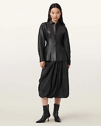 Larson Leather Pleated Shirt