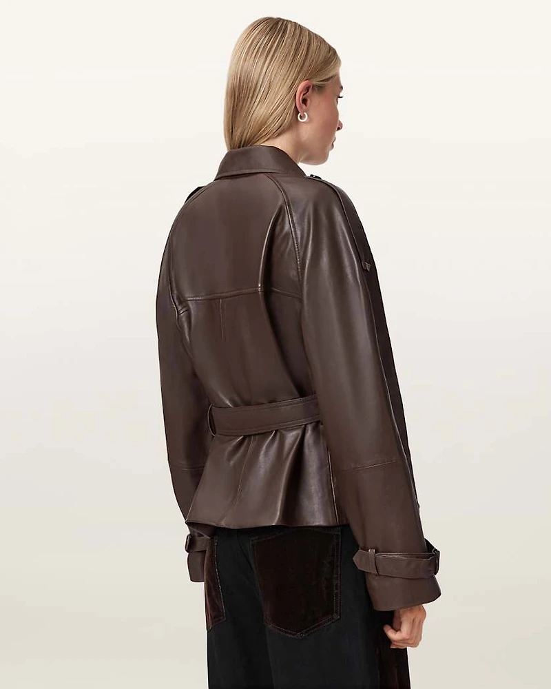 Reed Cropped Leather Trench