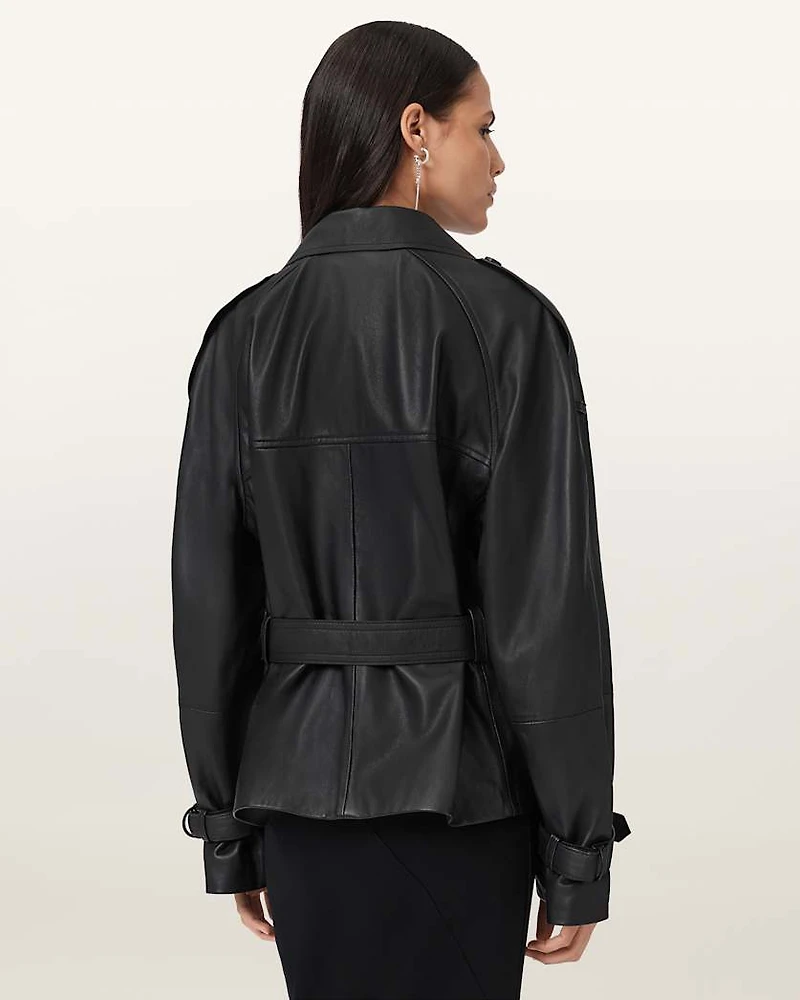 Reed Cropped Leather Trench