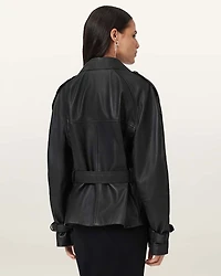 Reed Cropped Leather Trench