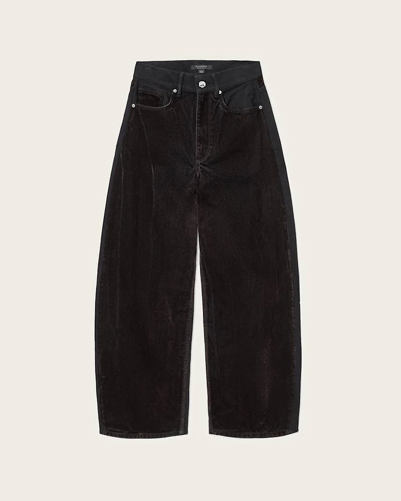 Helena Barrel Leg Flocked Jeans