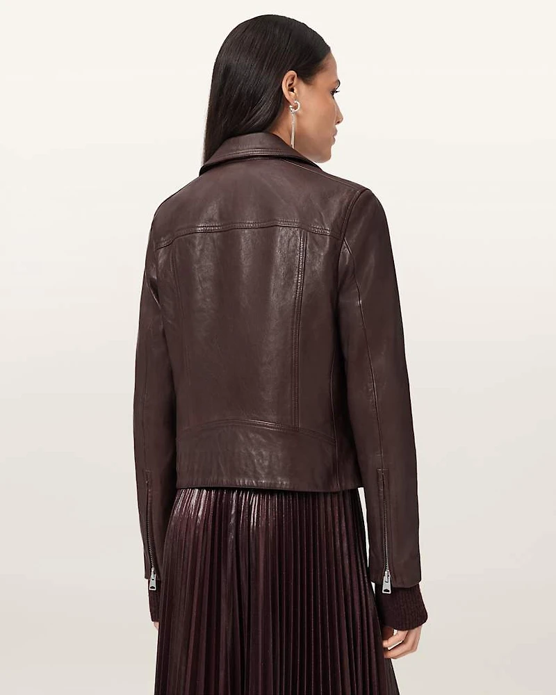 Dalby Slim Fit Leather Biker Jacket