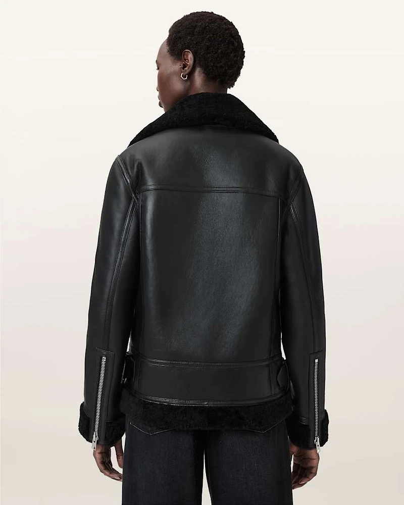 Sola Shearling Biker Jacket
