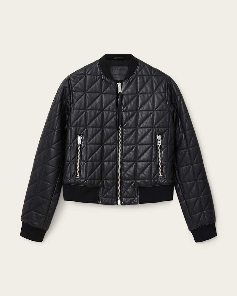Carly Quilt Leather Bomber Jacket