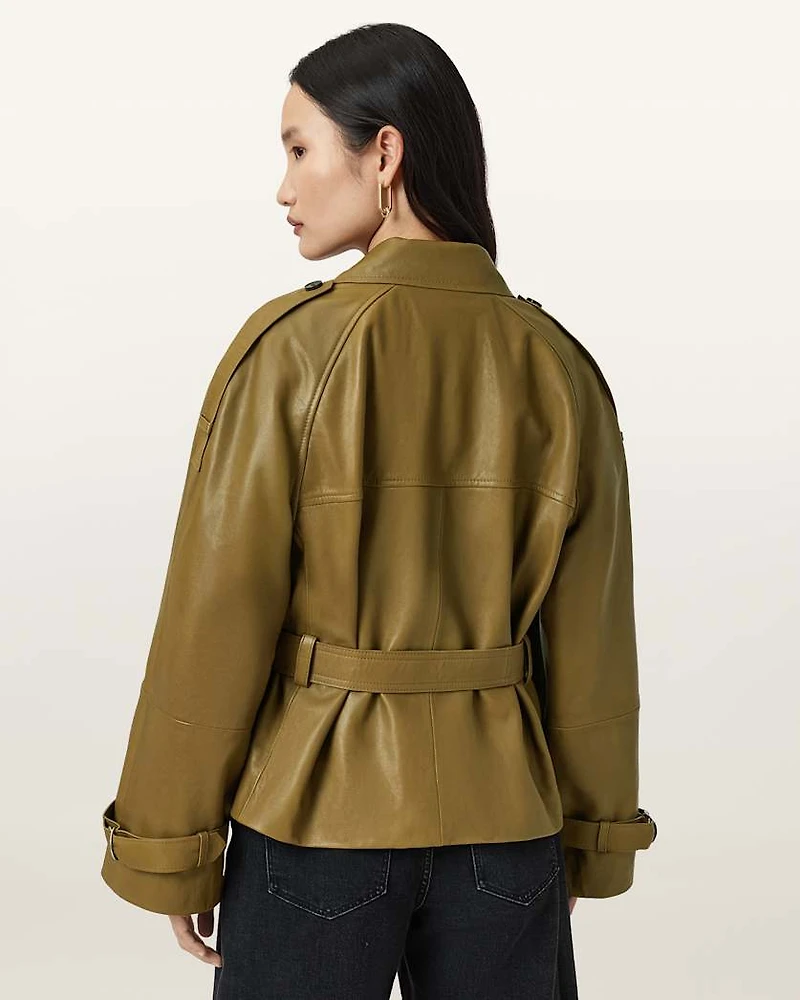 Reed Cropped Leather Trench