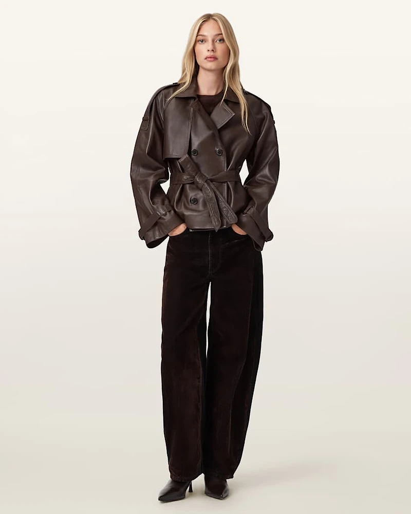 Reed Cropped Leather Trench