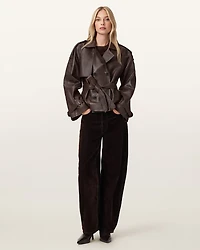 Reed Cropped Leather Trench