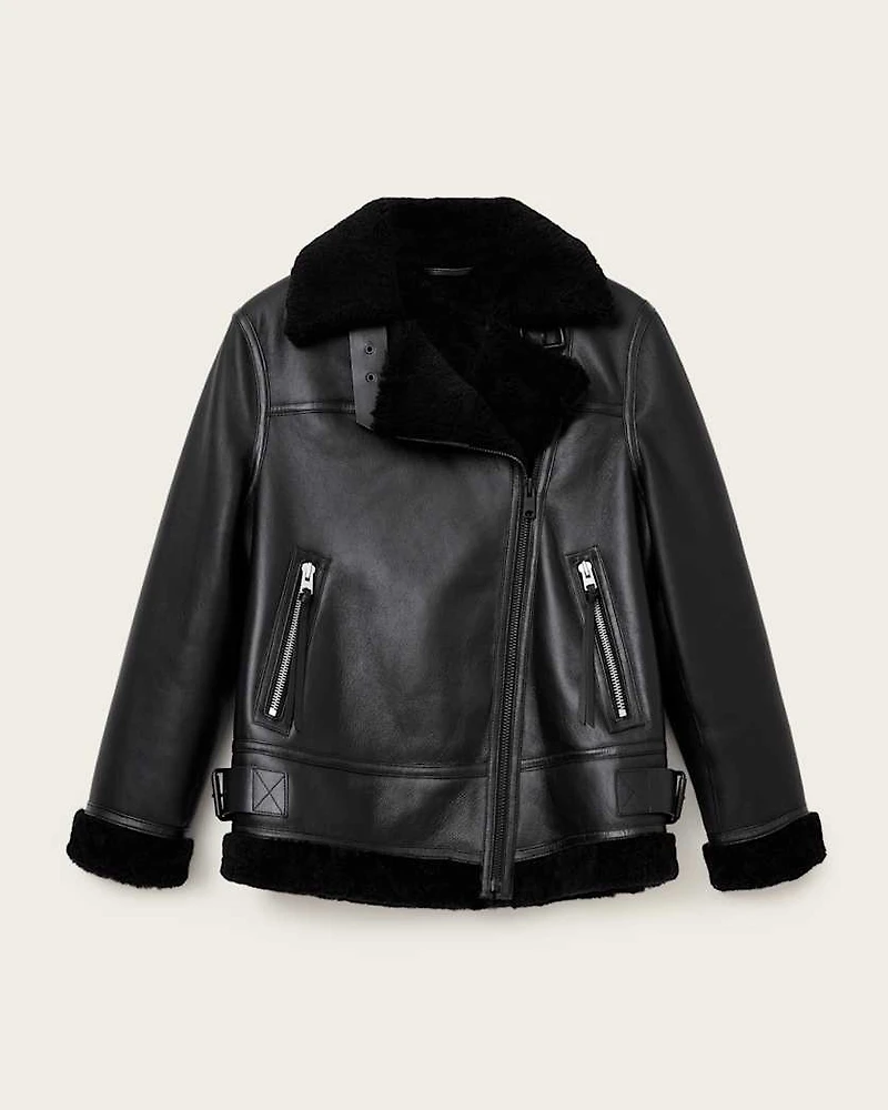 Sola Shearling Biker Jacket