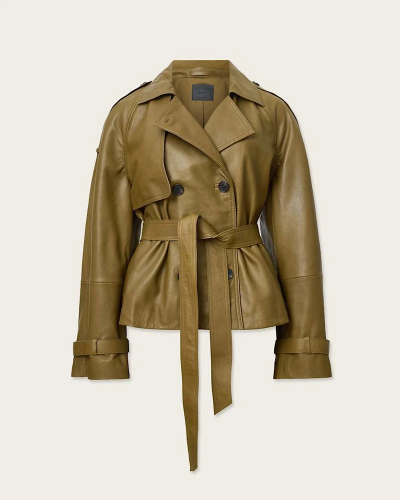 Reed Cropped Leather Trench
