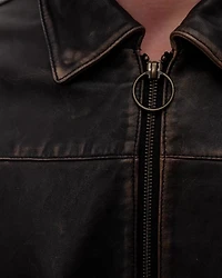 Alkan Zip Up Two Tone Leather Jacket