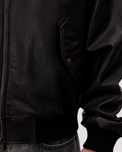 Marco Oversized Leather Bomber Jacket