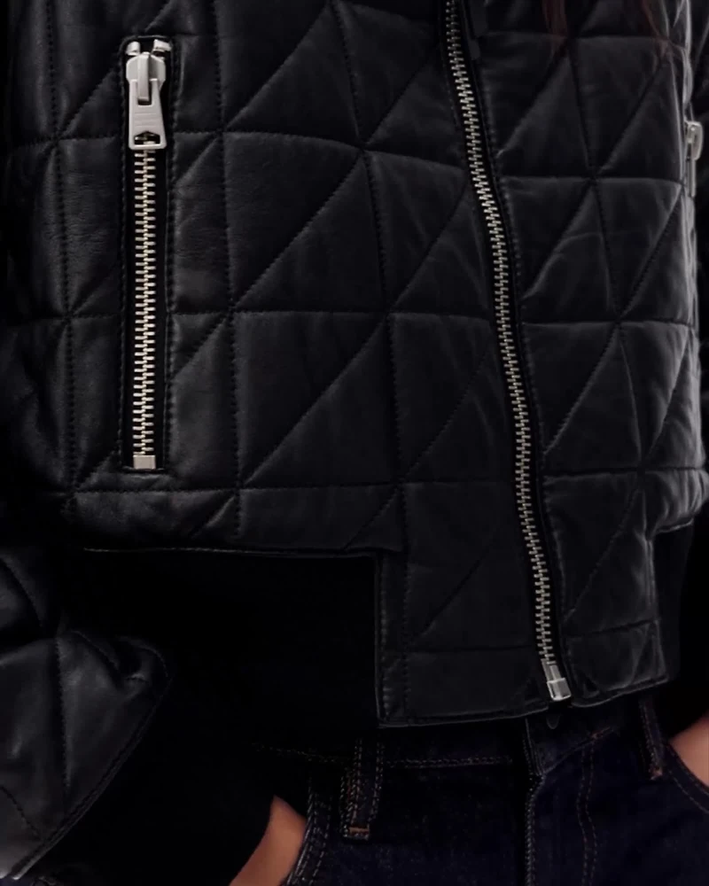 Carly Quilt Leather Bomber Jacket