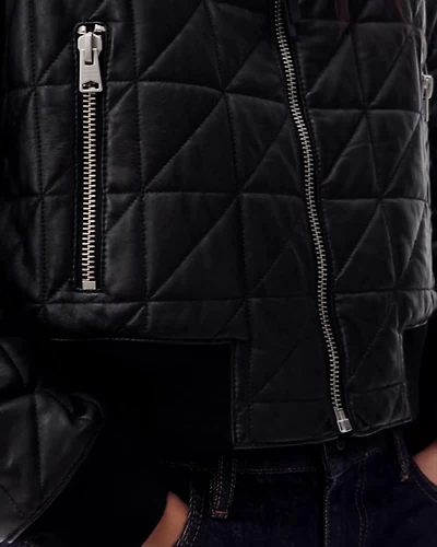 Carly Quilt Leather Bomber Jacket