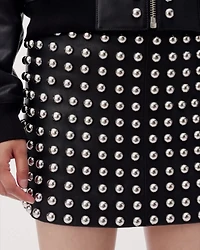 Lea Studded Leather Mini Skirt