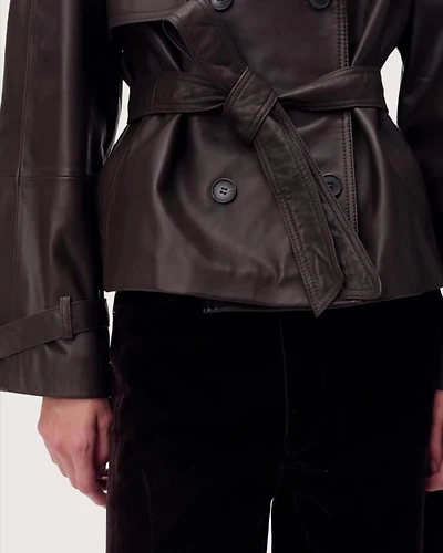 Reed Cropped Leather Trench