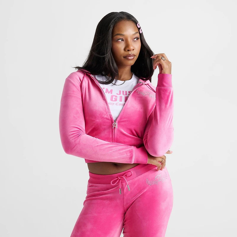 Women's Angel Reese x Juicy Couture Big Bling Velour Full-Zip Hoodie