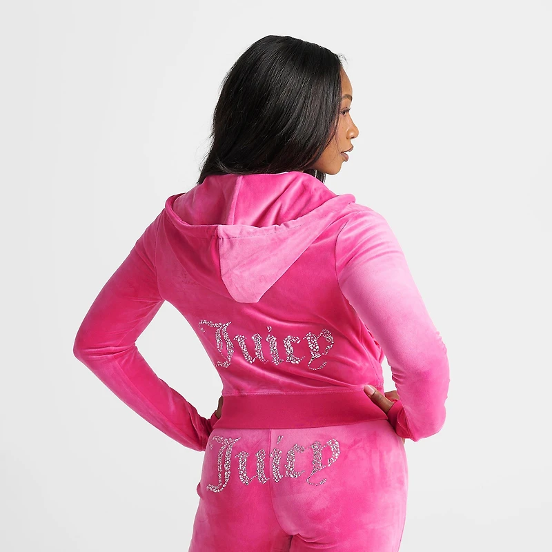 Women's Angel Reese x Juicy Couture Big Bling Velour Full-Zip Hoodie