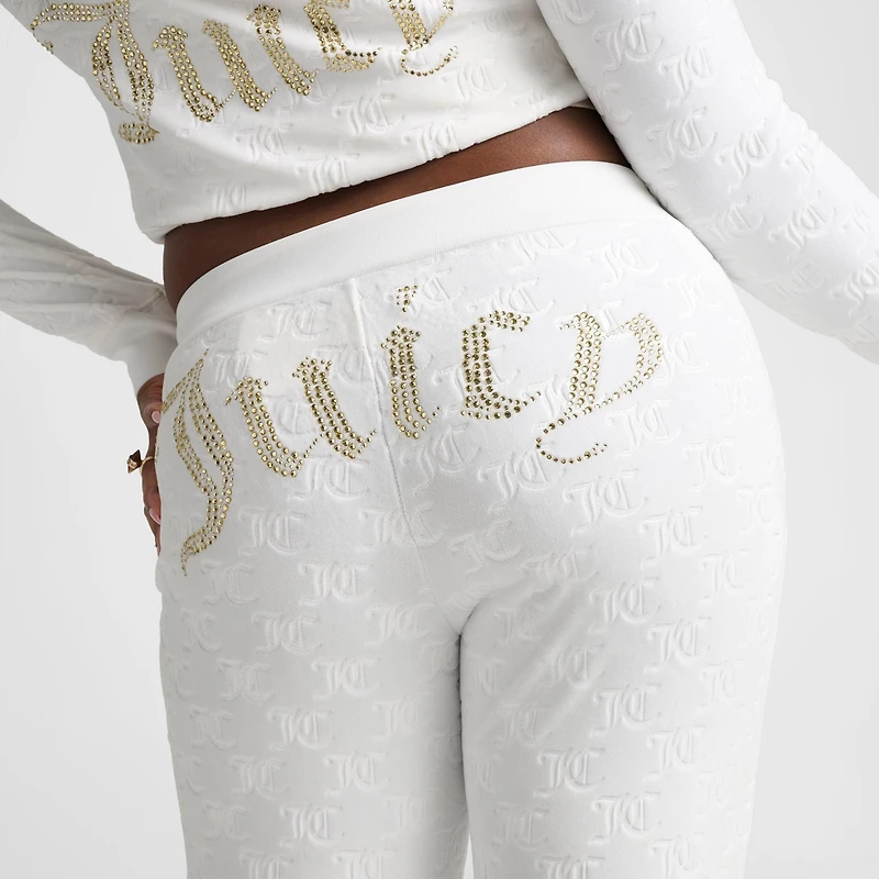 Women's Juicy Couture Big Bling Embossed Velour Track Pants