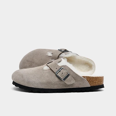 Women's Birkenstock Boston Shearling Suede Leather Clogs