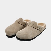Women's Birkenstock Boston Shearling Suede Leather Clogs