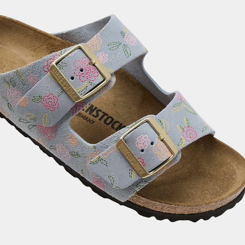 Women's Birkenstock Arizona Flower Print Suede Leather Sandals