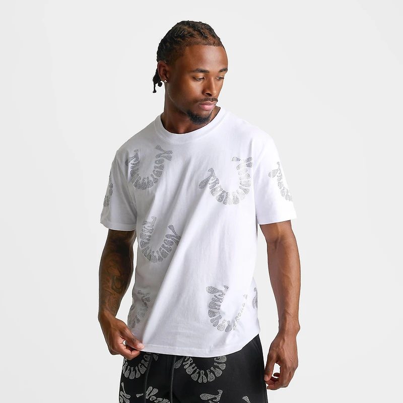 Men's True Religion Warped Logo Rhinestone Heavyweight T-Shirt